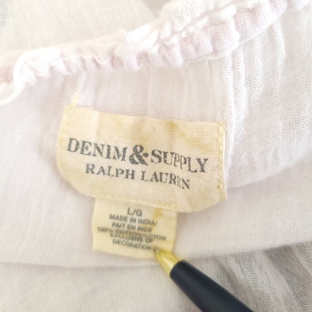 Ralph Lauren Denim & Supply Embroidered Peasant Blouse White Women Large - Picture 10 of 11